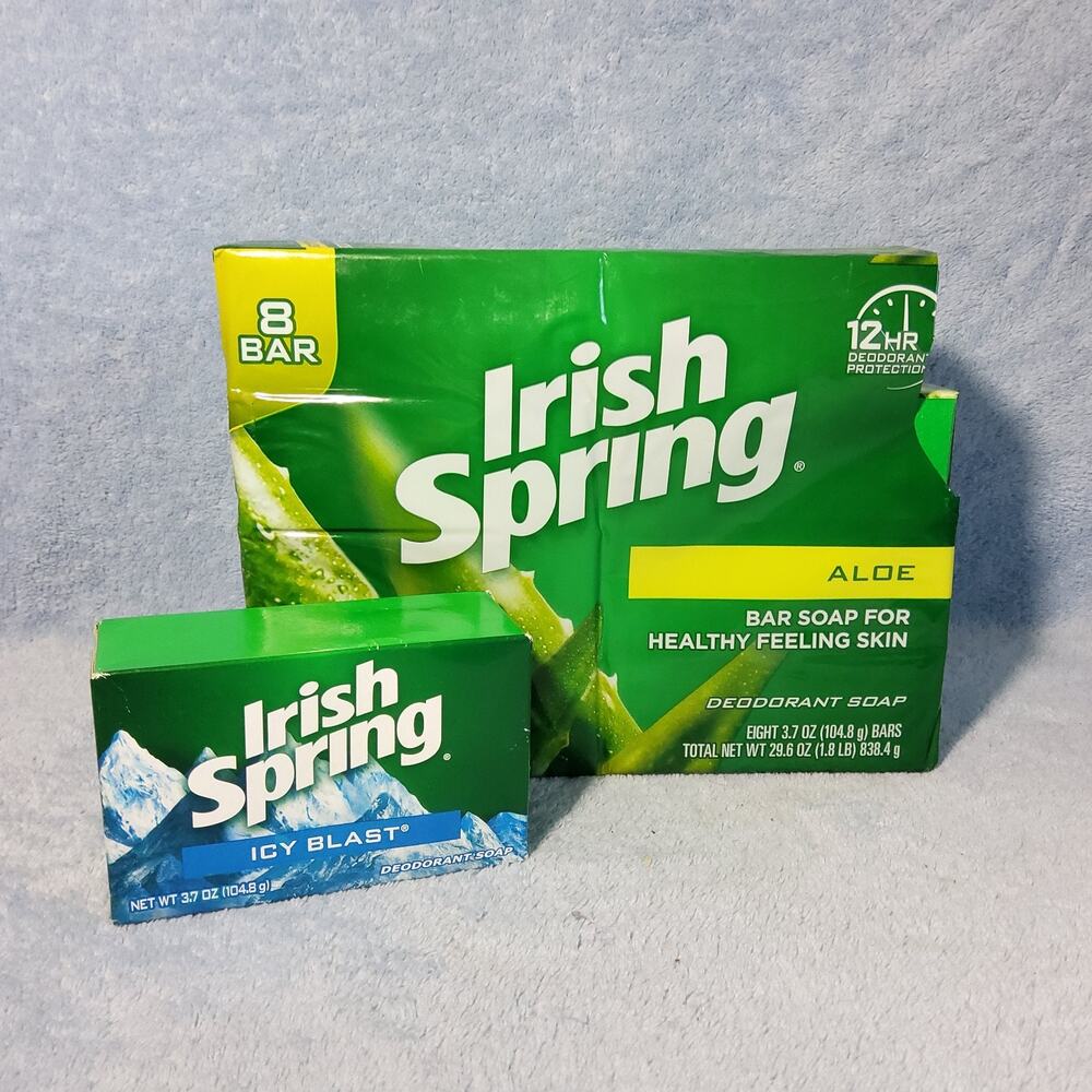 Irish Spring 7 Aloe + 1 Icy Blast Deodorant Bar Soap No Linseed Old Formula 2019